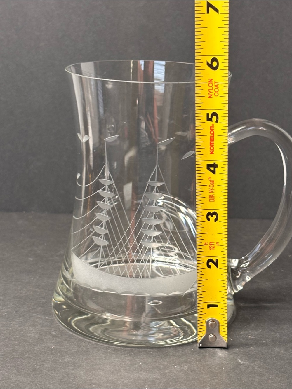 VTG Javit Crystal Clipper Schooner Ship Etched Glass Beer Mug Stein - Picture 7 of 8